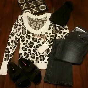 Express size extra small sweater, gray printed.